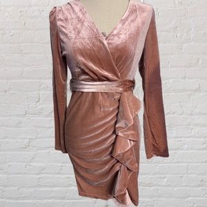 Crushed velvet wrap dress